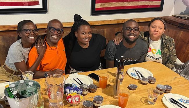 Al Roker with his kids and wife on fathers day at a dinner table