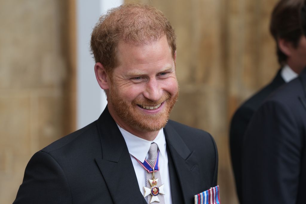 Prince Harry smiling at the coronation