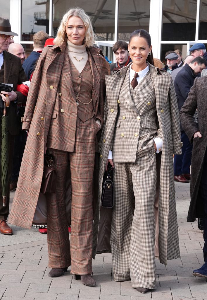Jodie Kidd and Jade Holland Cooper on day four of the 2025 Cheltenham Festival at Cheltenham Racecourse. Picture date: Friday March 14, 2025. (Photo by Adam Davy/PA Images via Getty Images)