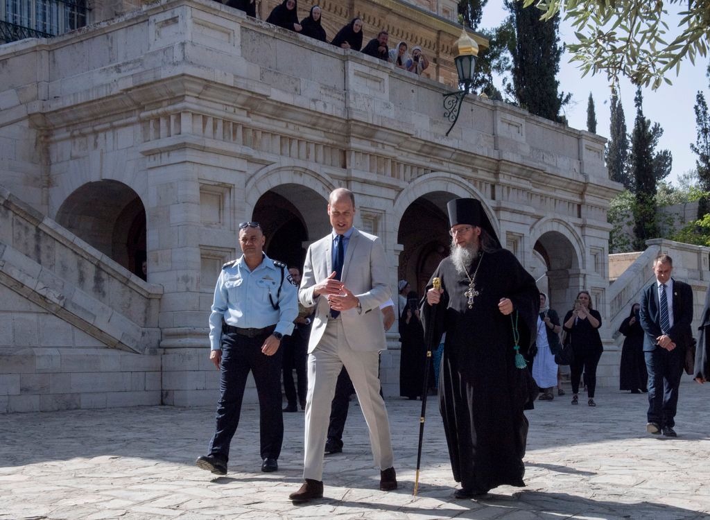 Prince William, Duke of Cambridge during a visit to the Church of St Mary Magdalene in Jerusalem. 
