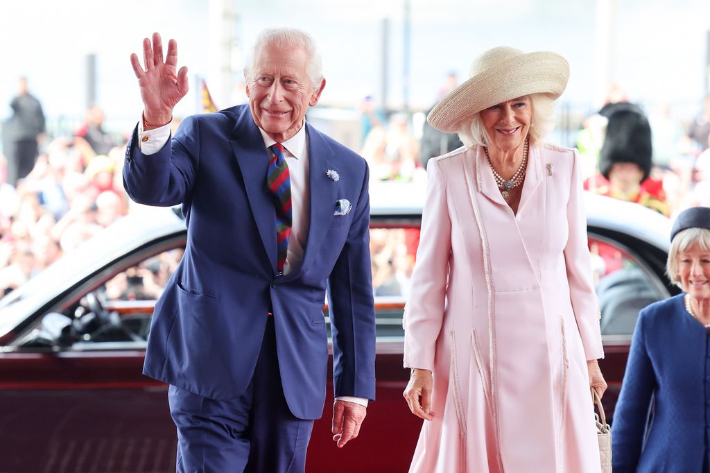 King Charles III and Queen Camilla arrive at the Senedd