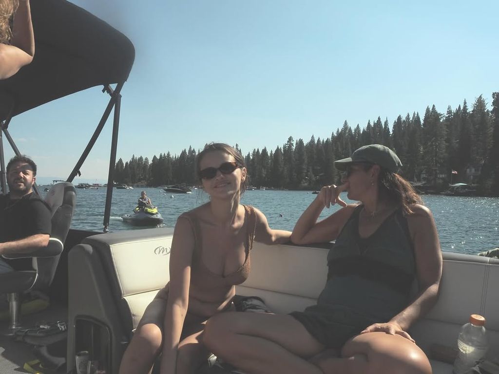 Selena Gomez beige bikini boat trip