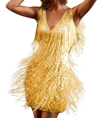 Fearless Eras Dress - gold tassel dress