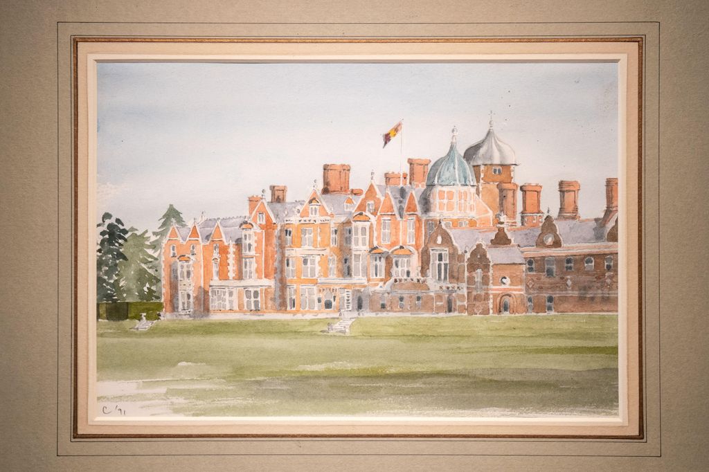 A watercolour portrait of Sandringham House