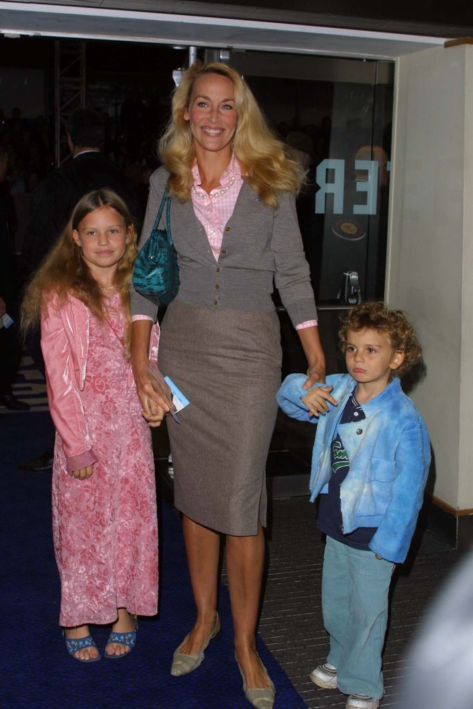 Jerry Hall with her children Georgia May and Gabriel Jagger 