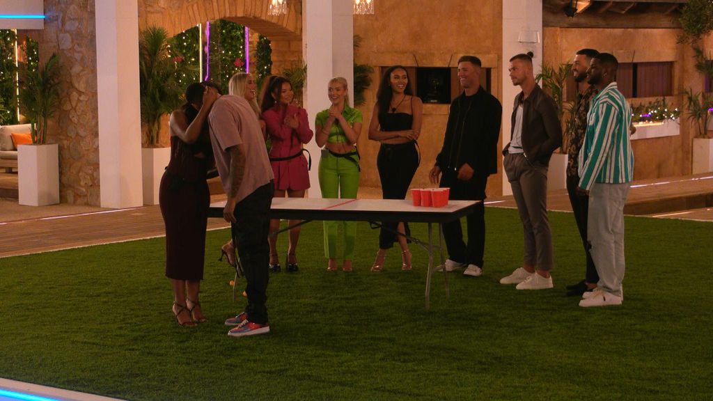 Catherine and Tyrique share a kiss on Love Island
