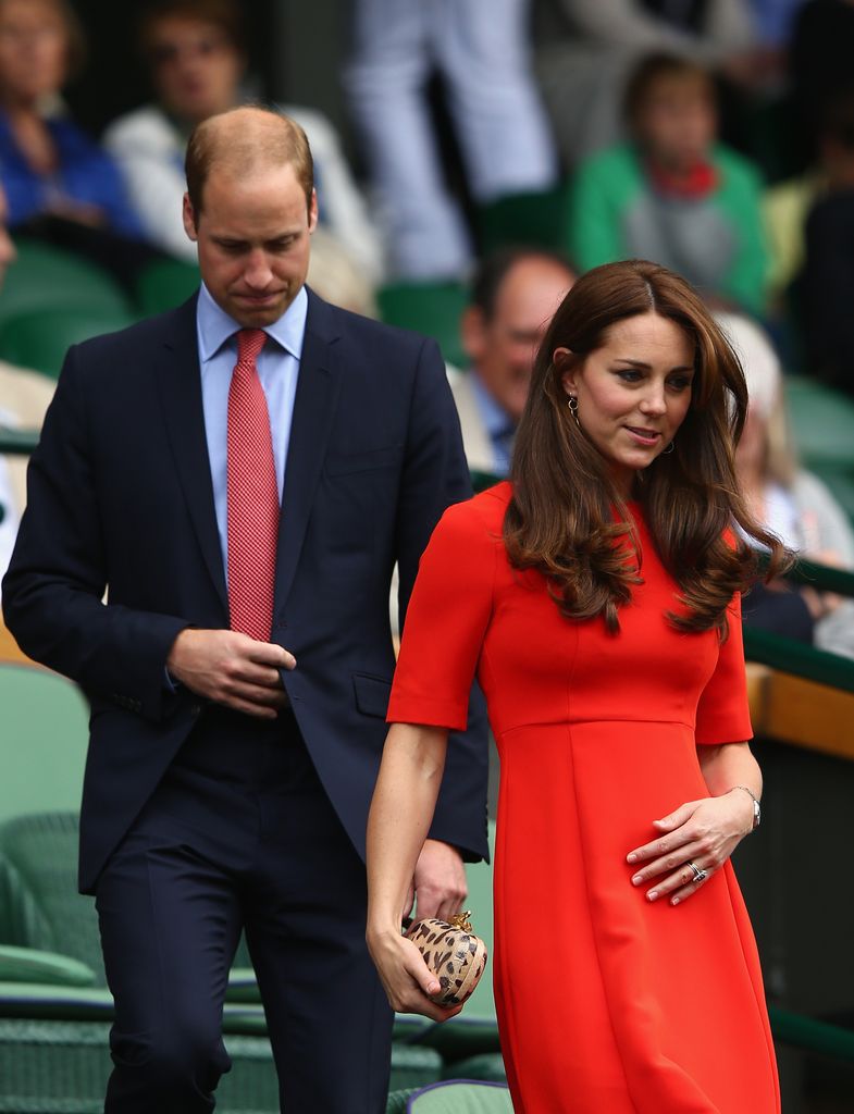 Kate in red and Prince William at wimbledon stands