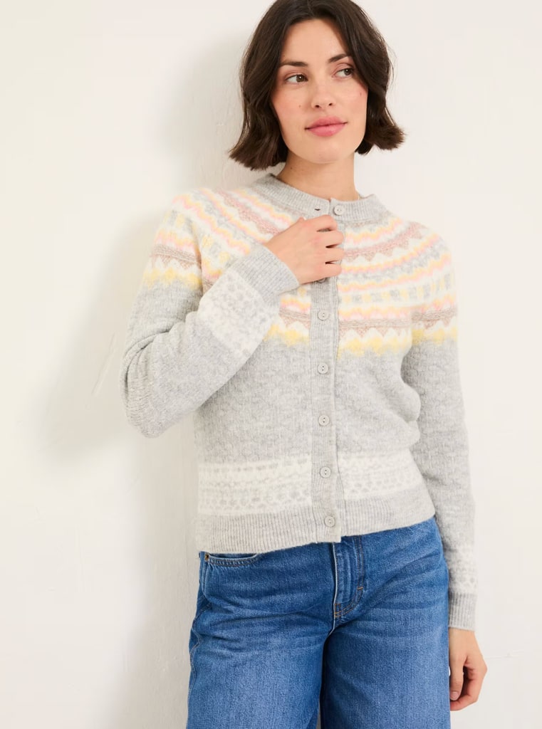 Frost Grey Fairisle Knitted Cardigan