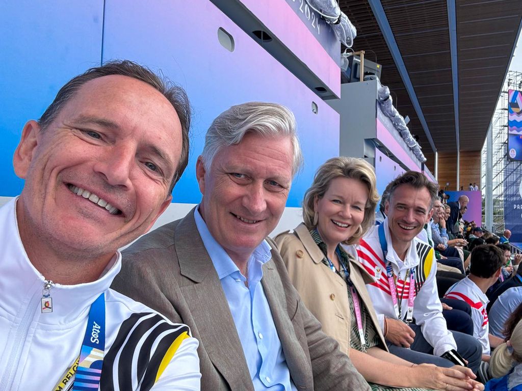 King Philippe and Queen Camilla watching the hockey at the Olympics