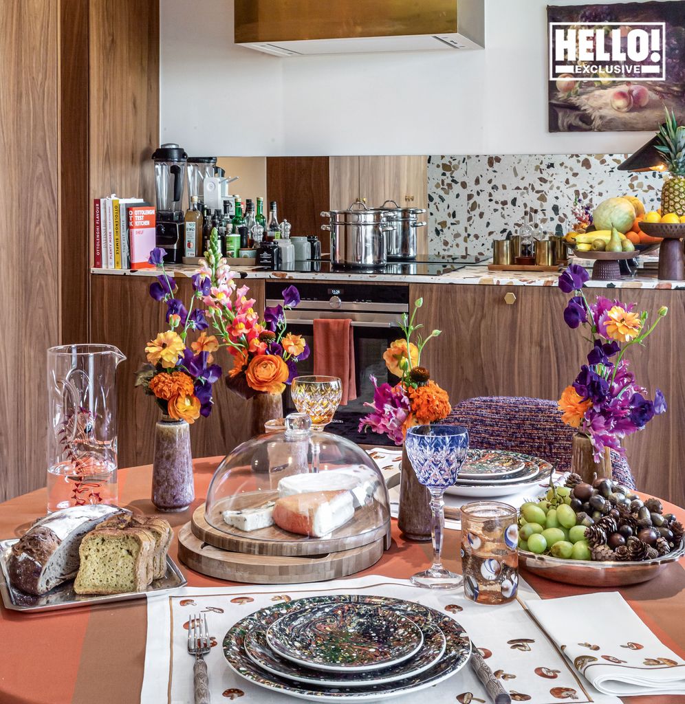 Victoria-Maria Geyer's Brussels kitchen with floral tablescape