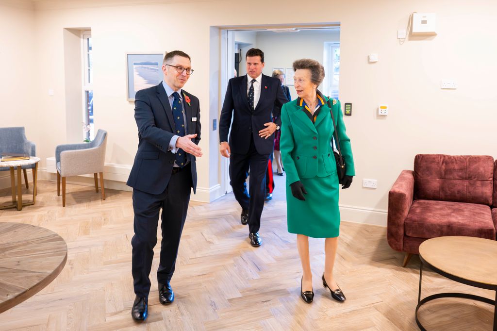 Princess Anne wore a green ensemble at the Royal Star & Garter in Surbiton