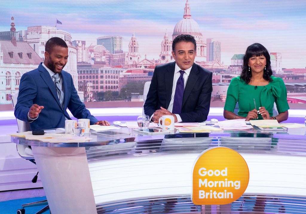 Sean Fletcher, Adil Ray, Ranvir Singh on
'Good Morning Britain' 
