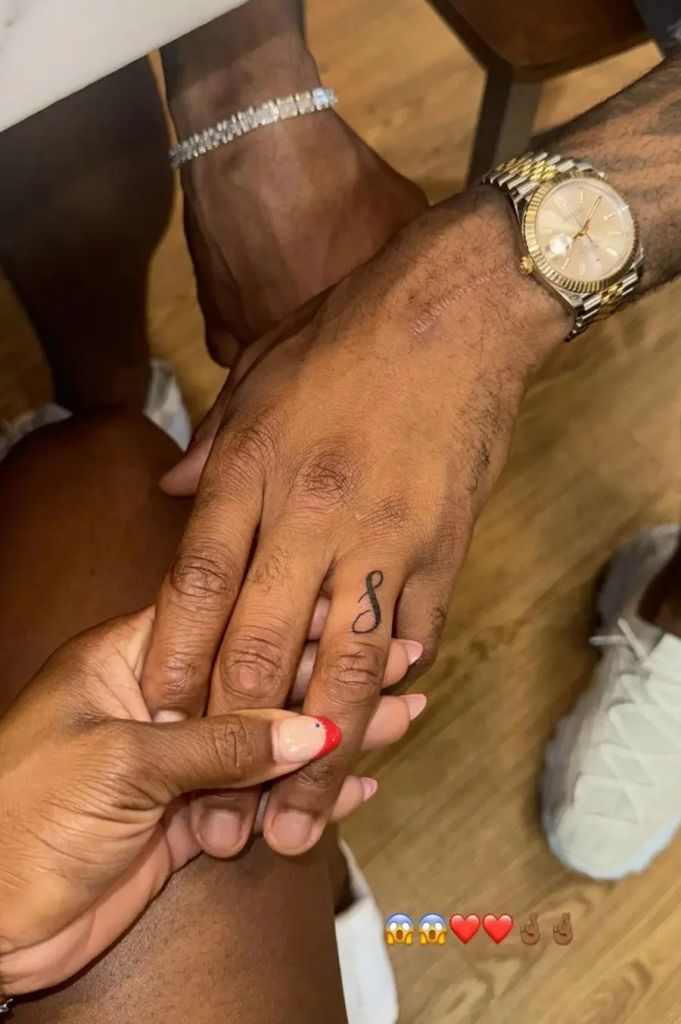 Simone Biles reacts to her husband Jonathan Owens' tattoo in her honor, shared on Instagram Stories