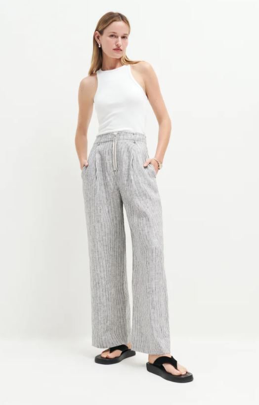 reformation striped linen trousers