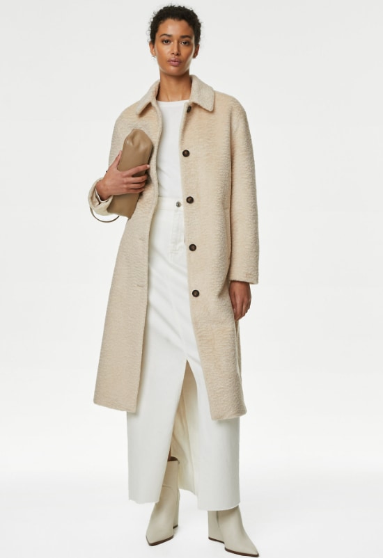 marks and spencer textured cream coat 