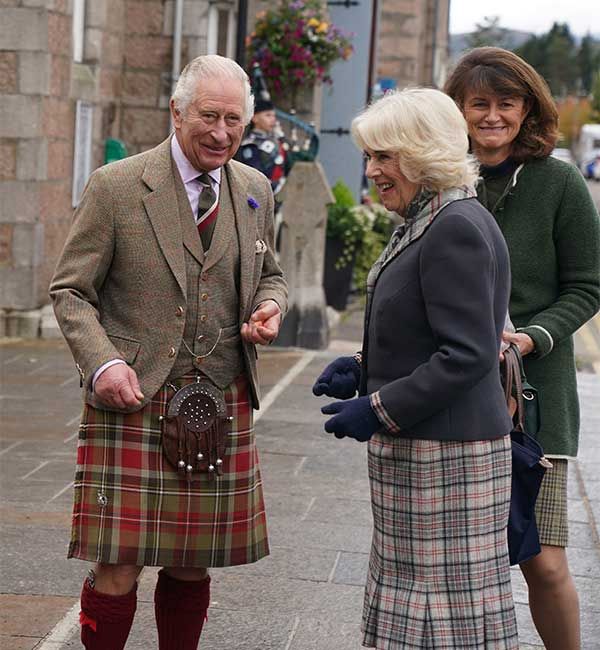 Queen Consort Camilla wows in striking tartan skirt and heels | HELLO!