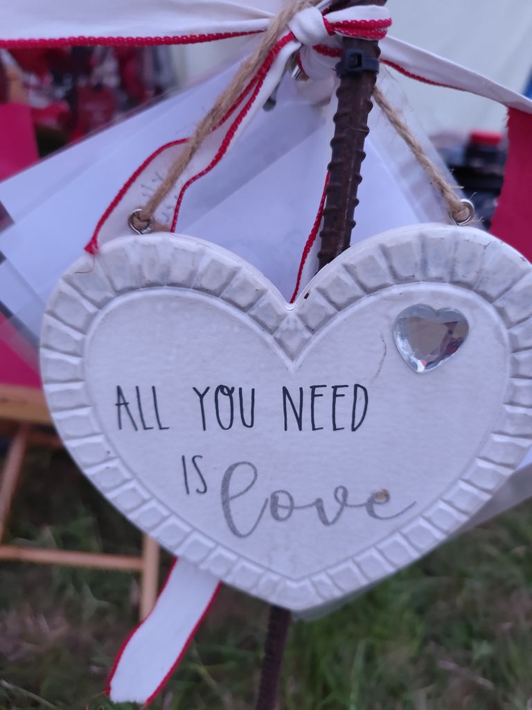 a love sign at Glastonbury