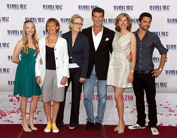 Dominic with the star-studded cast of Mamma Mia!