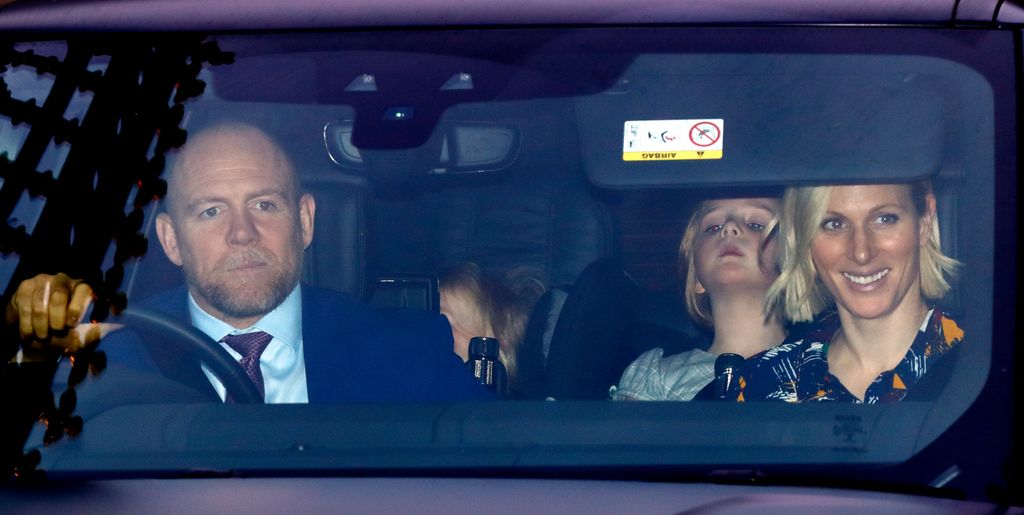 Mike and Zara in car with daughters Lena and Mia