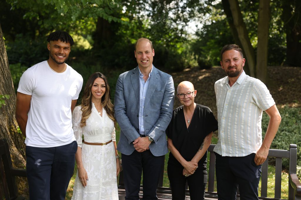Prince William poses with Homewards advocates - Tyrone Mings, Sabrina Cohen-Hatton, Gail Porter and David Duke