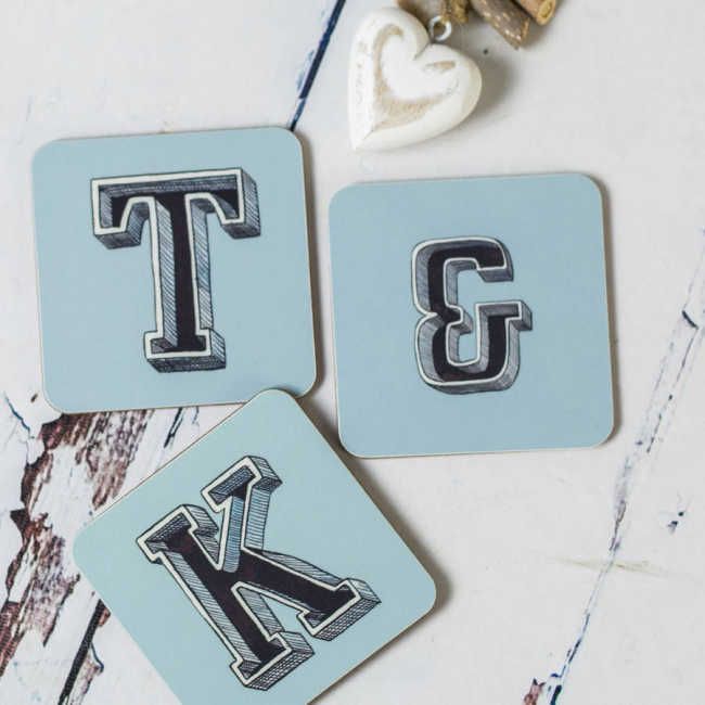 personalised capital letter coasters