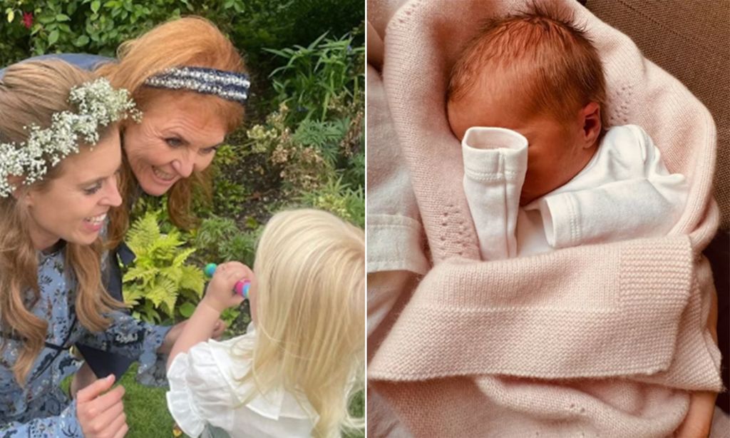 A split image of Athena Mapelli-Mozzi and her mum Beatrice, grandma Sarah Ferguson and sister Sienna 