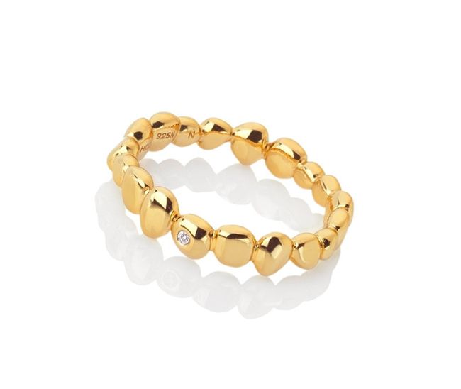 hot diamonds gold pebble ring with diamond