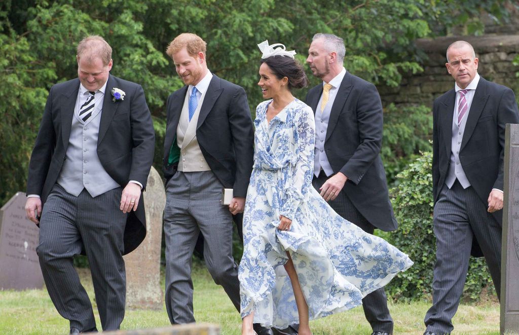 Meghan Markle and Prince Harry at the wedding of Celia McCorquodale