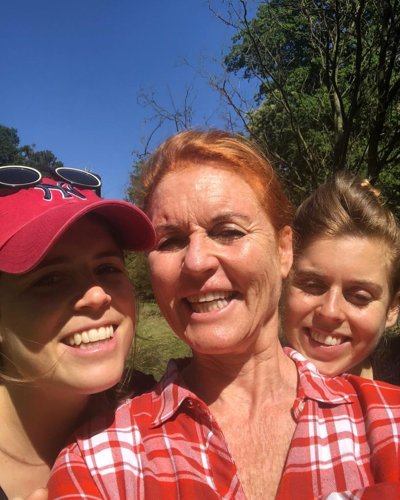 Sarah Ferguson and Princess Eugenie and Princess Beatrice enjoy the sunshine