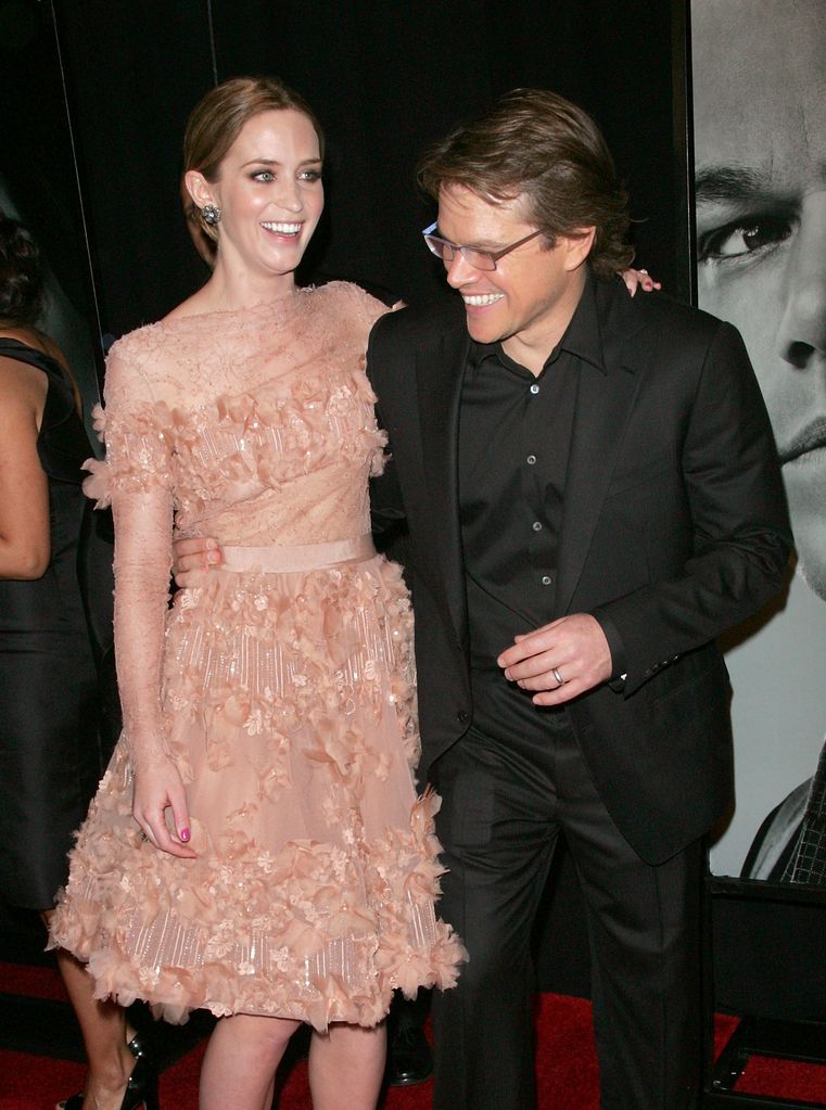 Actors Emily Blunt and Matt Damon attend the premiere of "The Adjustment Bureau" at the Ziegfeld Theatre on February 14, 2011 in New York City.