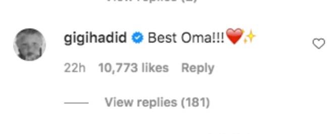 gigi hadid comment baby daughter