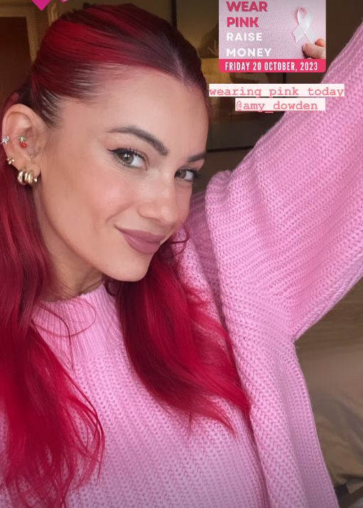 Dianne Buswell in a pink jumper