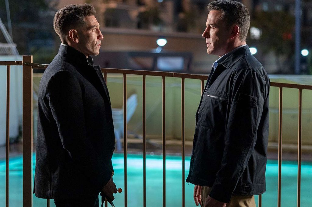 Jon Bernthal and Ben Affleck in a scene from The Accountant