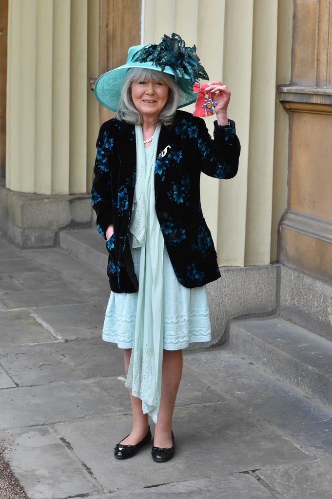 Author Jilly Cooper after she was awarded her Commander of the British Empire (CBE) medal during an Investiture ceremony in 2018