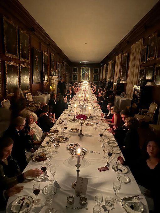 Charles spencer holds dinner party inside The Picture Gallery at Althorp House