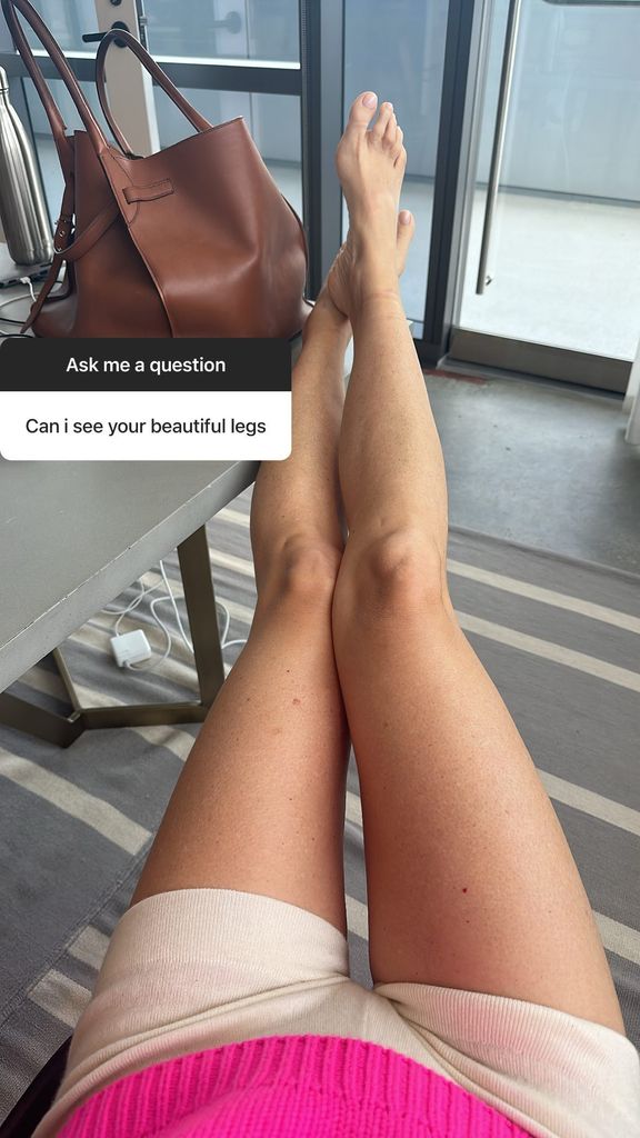 Gwyneth Paltrow gives her fans a show of her legs while at home on Instagram