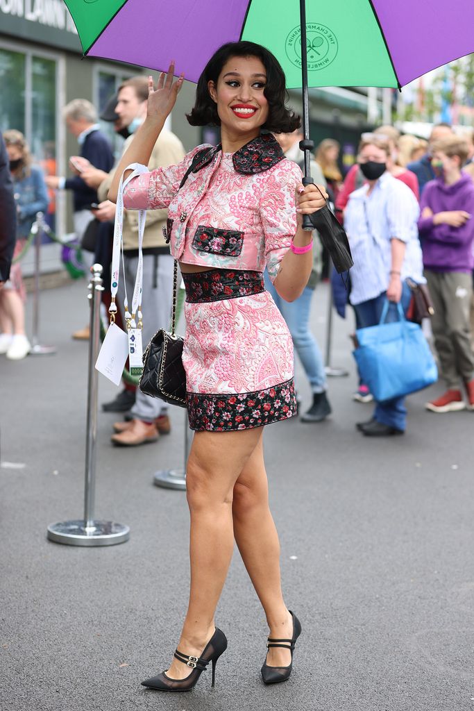 Raye  seen outside Wimbledon Tennis Championships 2021 at The All Englands Lawn Tennis Club on June 28, 2021 in London, England. (Photo by Neil Mockford/GC Images)