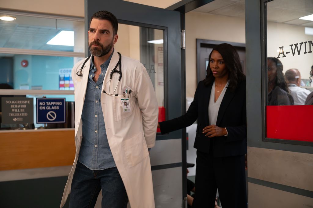 Zachary Quinto as Dr. Oliver Wolf, Tamberla Perry as Dr. Carol Pierce on Brilliant Minds