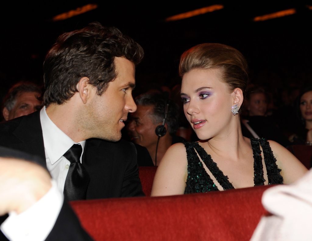 Ryan Reynolds and Scarlett Johansson in the audience at the 64th Annual Tony Awards at Radio City Music Hall on June 13, 2010 in New York City