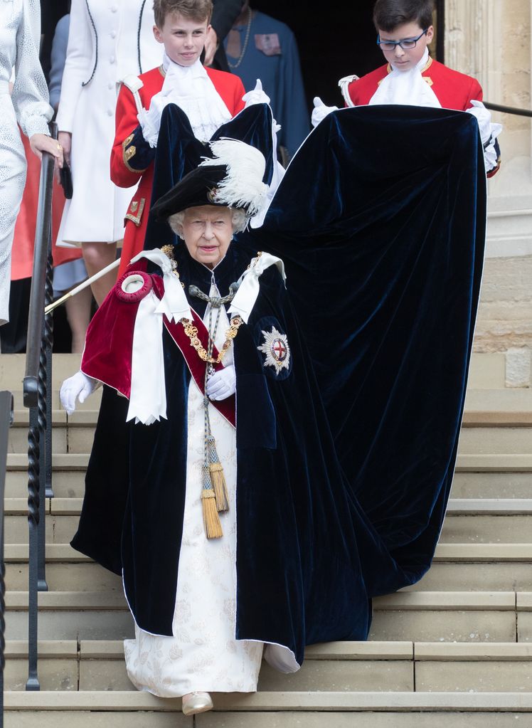 Queen Elizabeth wore the Sovereign's Mantle when she last attended Garter Day in 2019