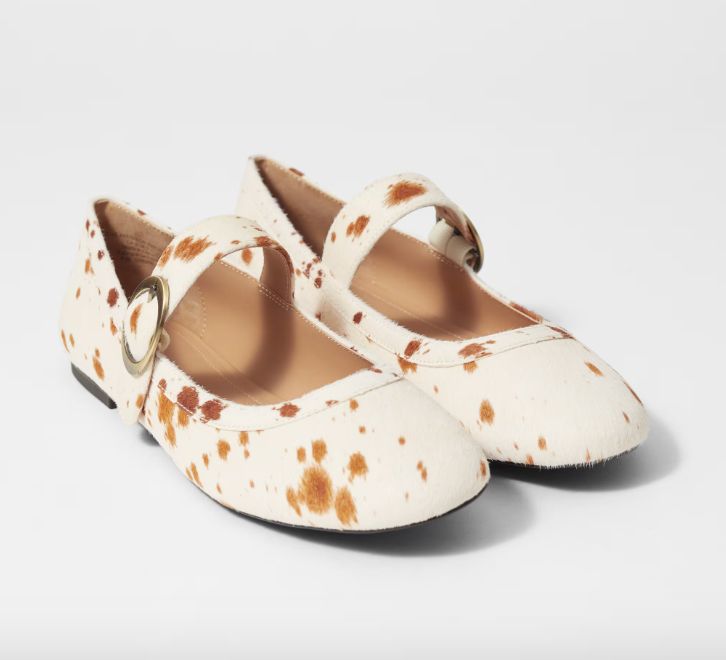 H&M cow print pony skin shoes