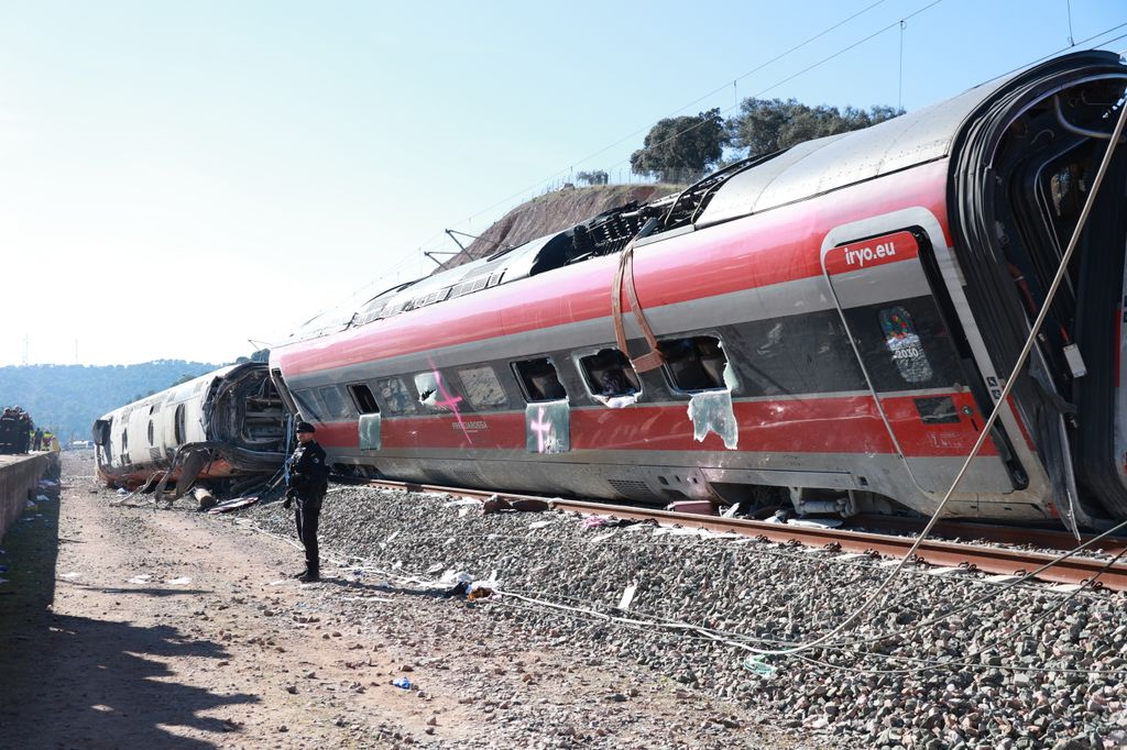 One of the carriages of the Iryo train that derailed 