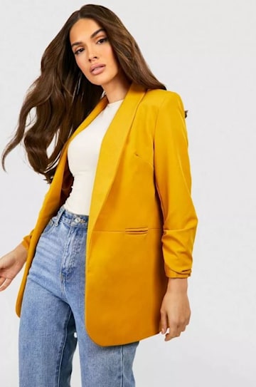 mustard yellow blazer boohoo