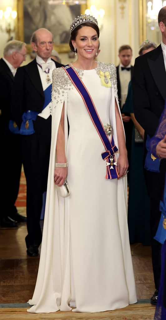 Kate Middleton at a state banquet at Buckingham Palace