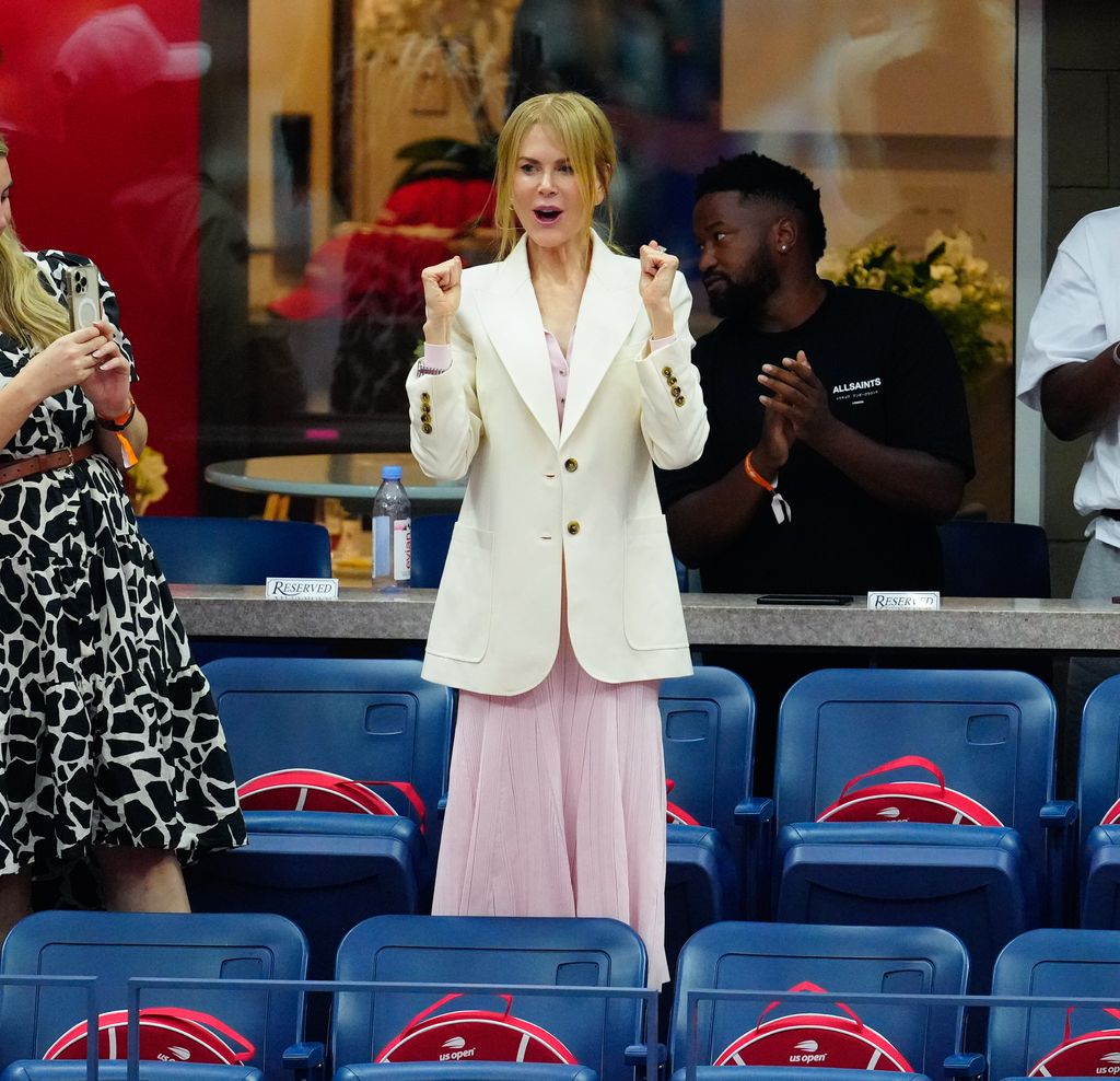 Nicole Kidman is seen at the Final game with Coco Gauff vs. Aryna Sabalenka at the 2023 US Open Tennis Championships on September 09, 2023 in New York City.