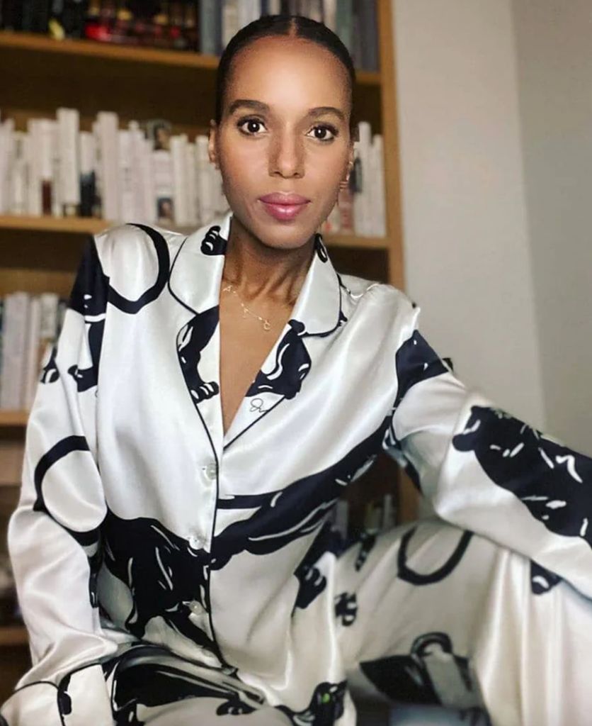 Kerry Washington wearing Olivia von Halle PJs