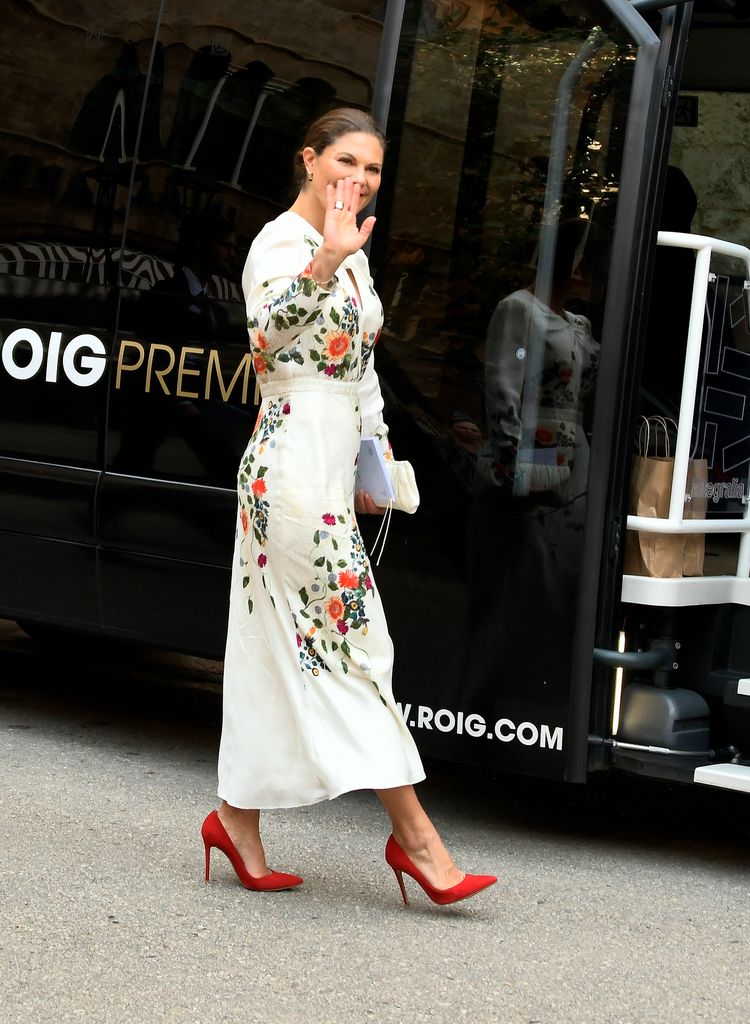 Crown Princess Victoria of Sweden attended the christening of her cousin Helena Christina Sommerlath's son at Mallorca Cathedral 
