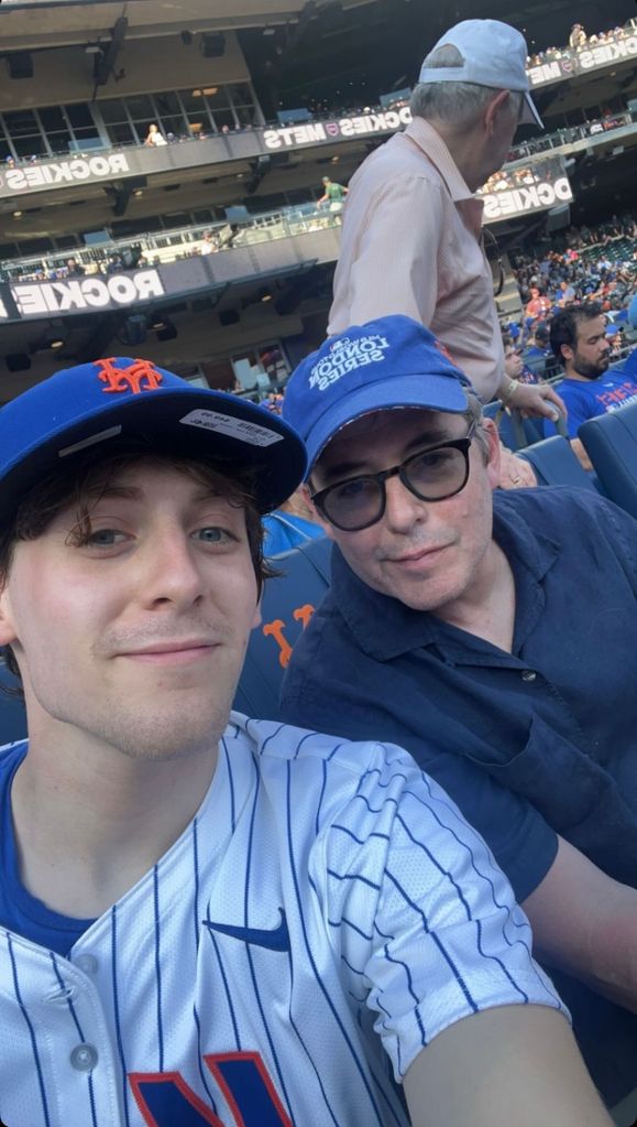 James Wilkie Broderick and his father Matthew Broderick take a selfie at a New York Mets game, shared on Instagram