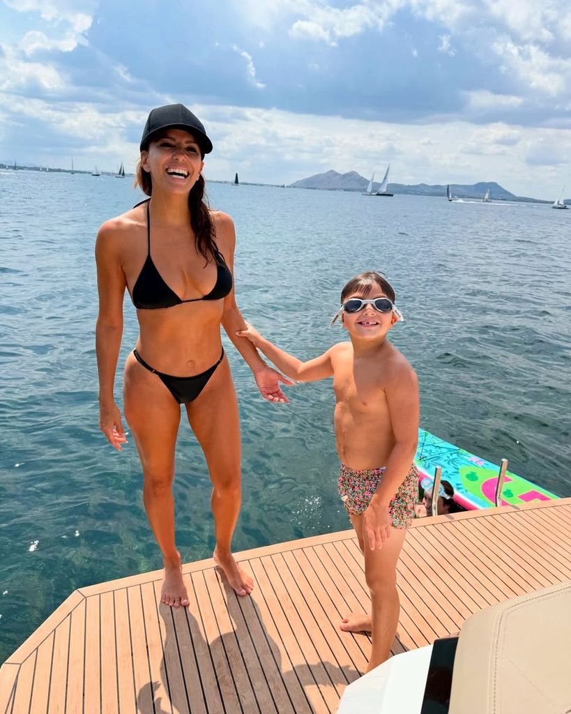 eva longoria son santiago ocean swim