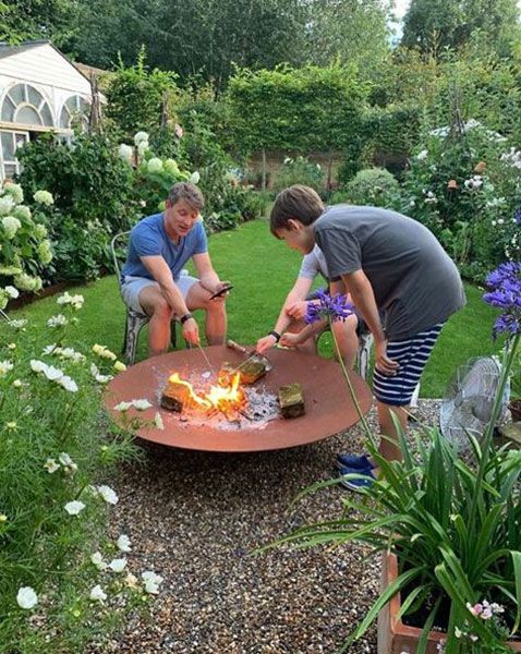 Ben Shephard enjoys a BBQ with his sons